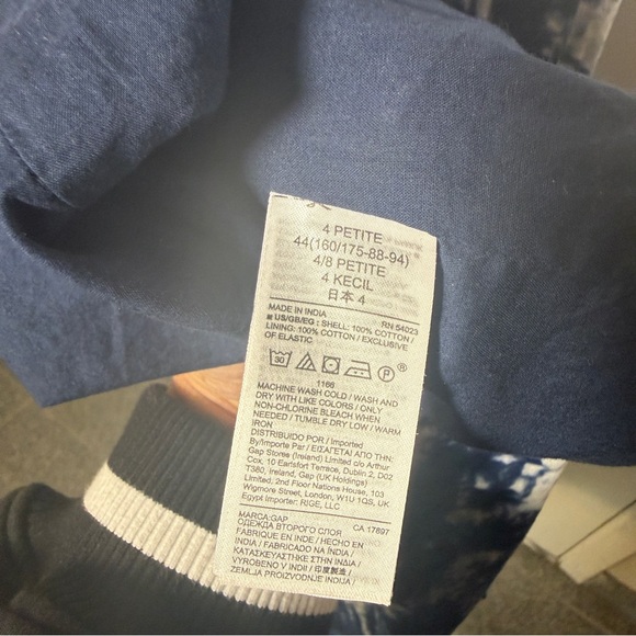 GAP Navy and White Tie-Dye Maxi Dress Sz 4 - Picture 8 of 9